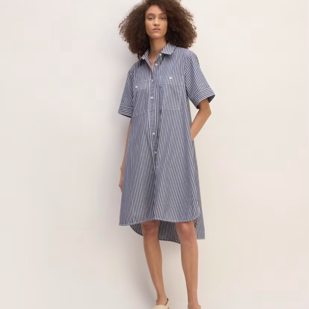 Everlane Day Tripper Dress - Size Medium - Navy Blue striped - sold out style
